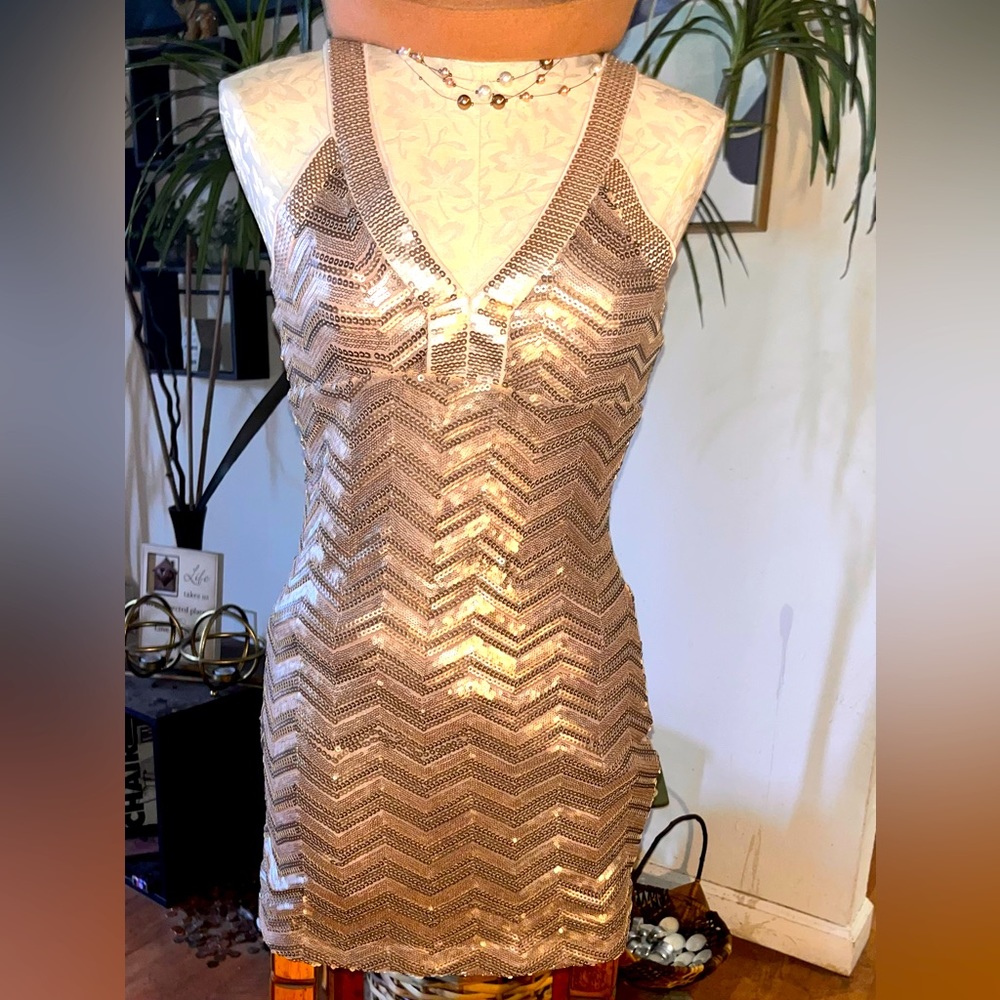 Spy Zone Exchange Gold Sequins Mini Dress